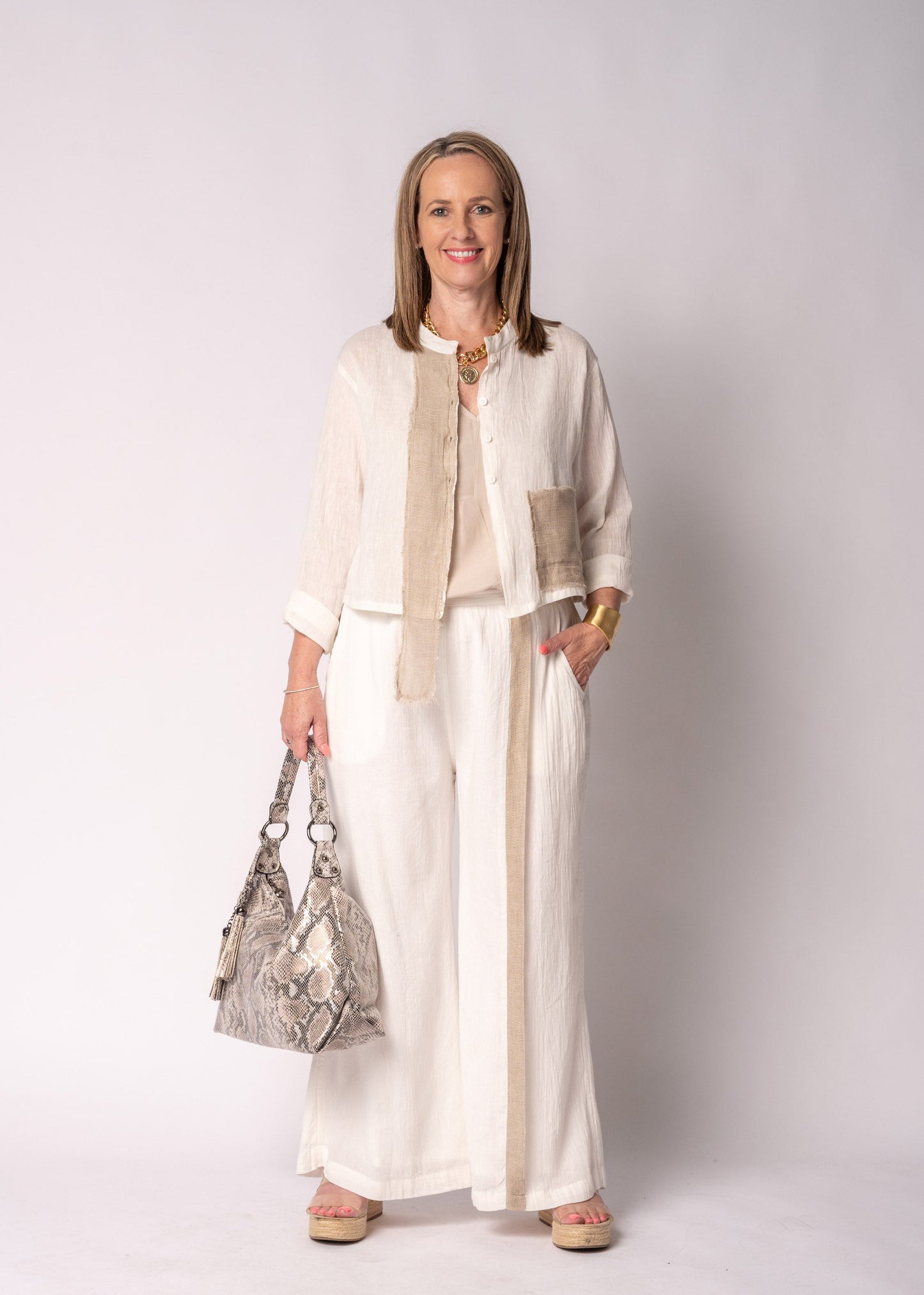 Emery Linen Top in Cream