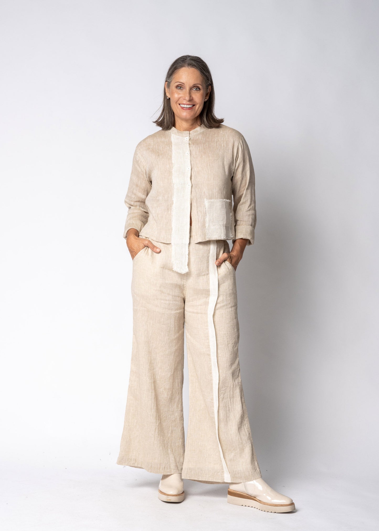 Emery Linen Top in Latte