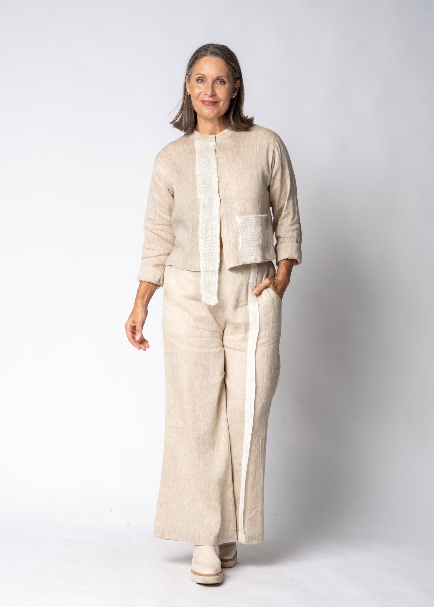 Emery Linen Top in Latte