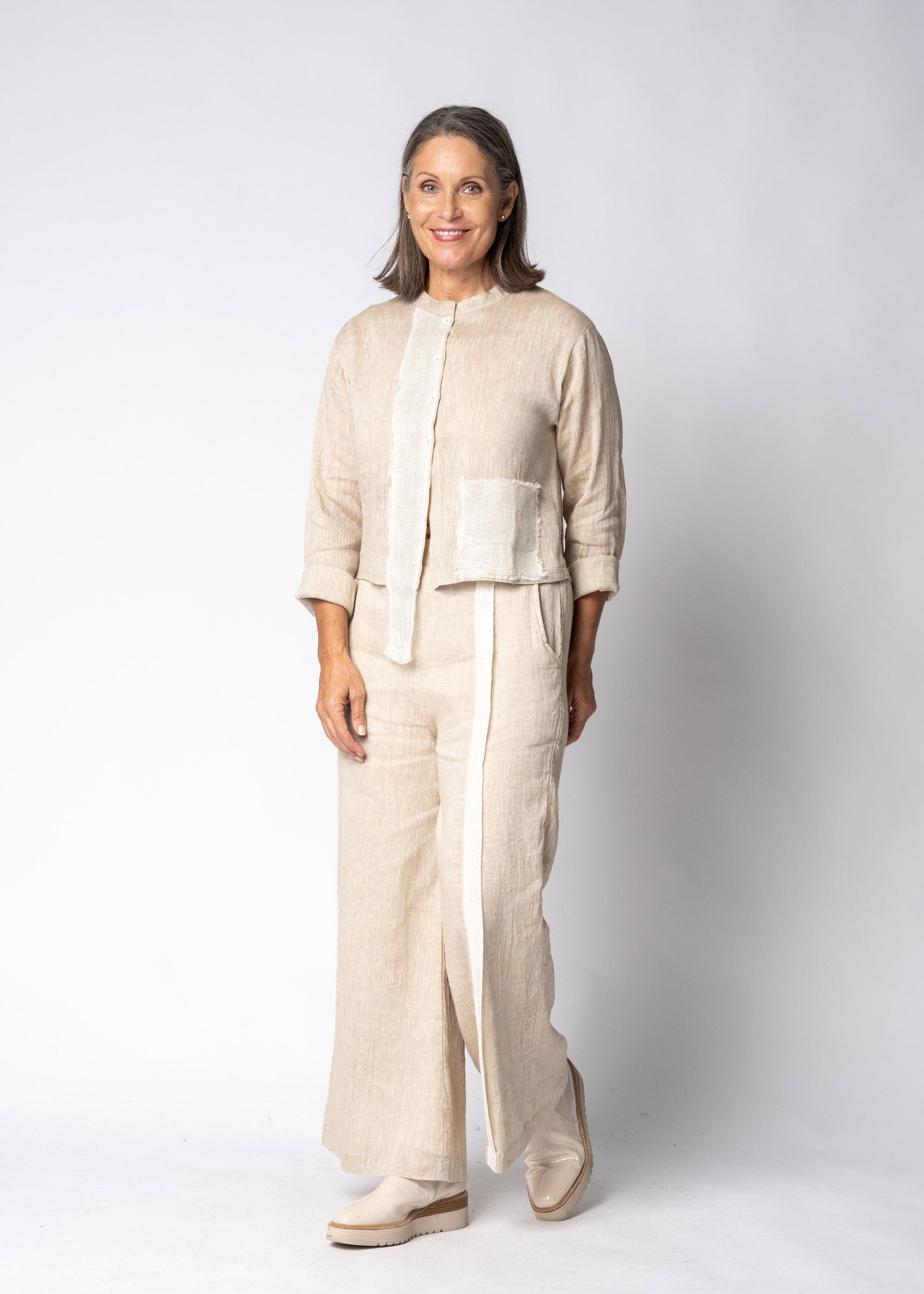 Emery Linen Top in Latte