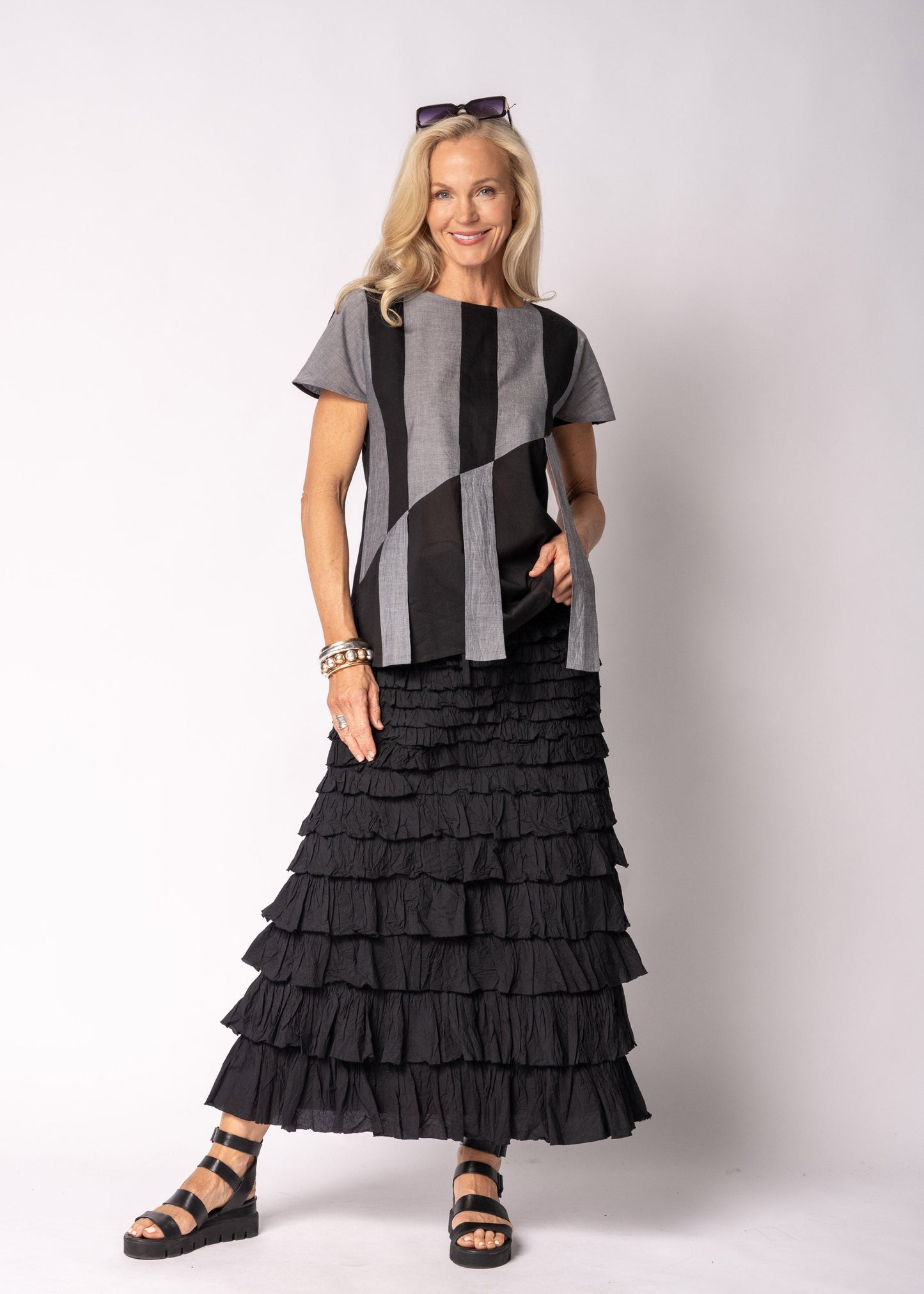 Penelope Frill Skirt in Onyx
