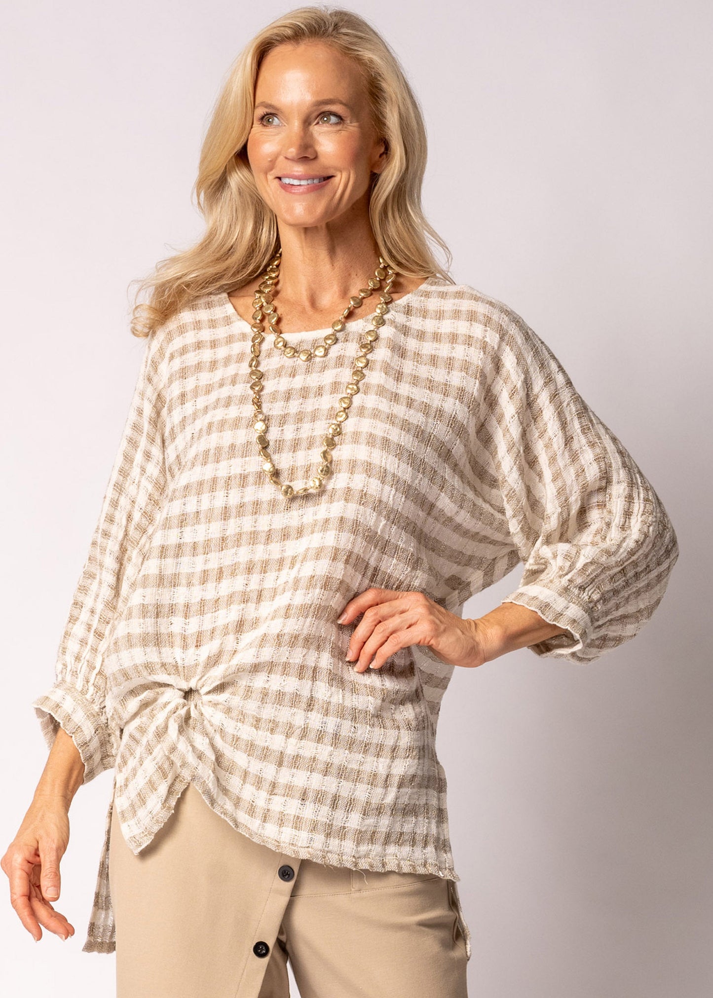 Susanne Linen Top in Latte
