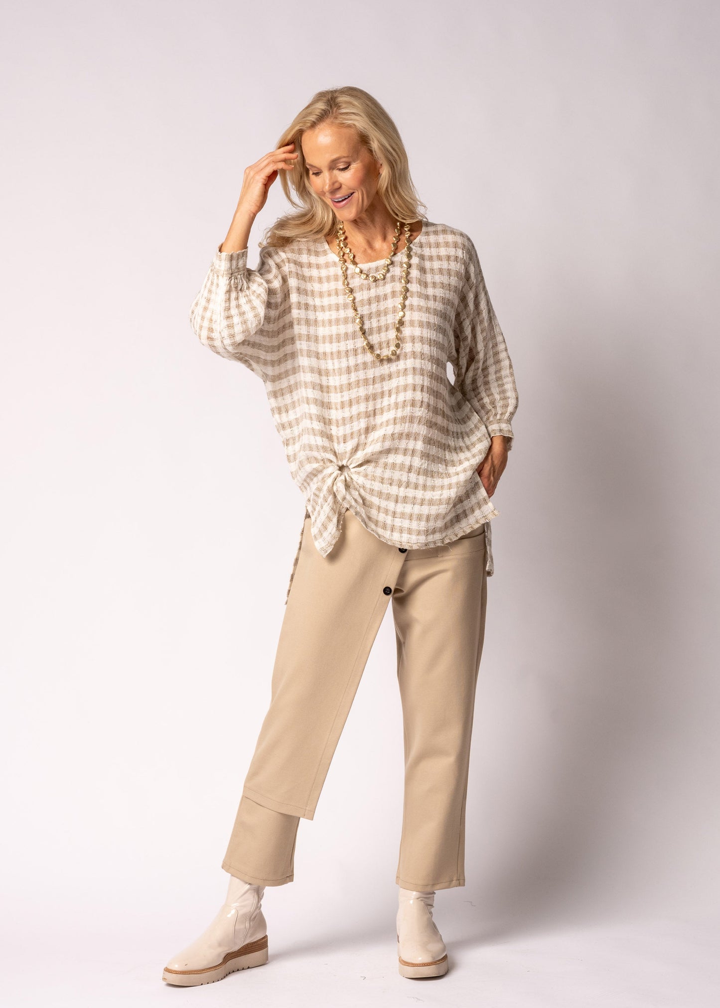 Susanne Linen Top in Latte