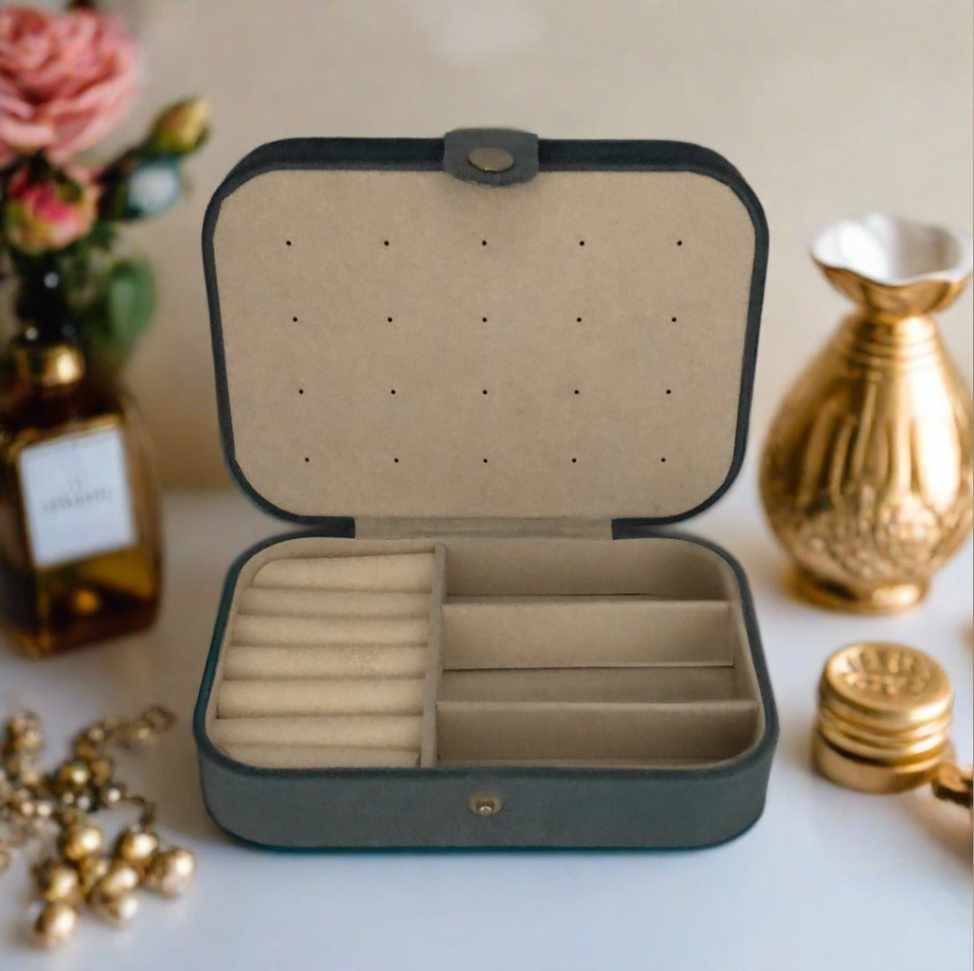 Velvet Jewellery Box - Plain - Light Blue - For Dresser or Travel - Cheeky Goddess