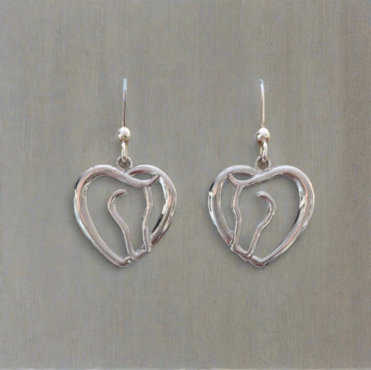 Horse Head Heart Earrings - Cheeky Goddess