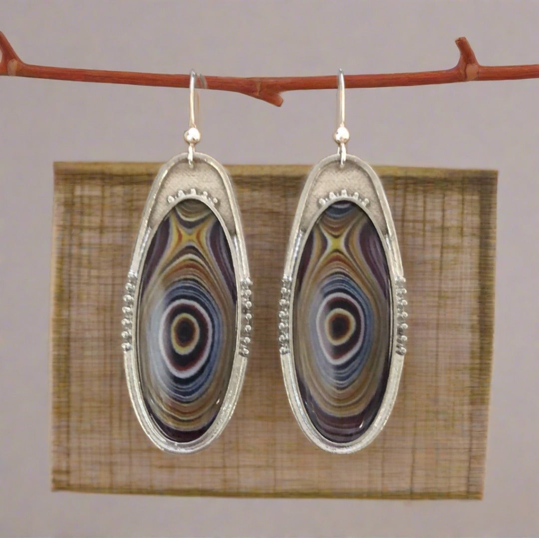 Enamel Swirl Oval Earrings - Cheeky Goddess