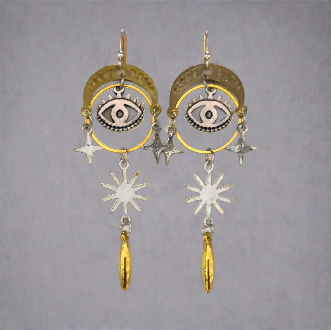 Star and Eye Drop Earrings - Cheeky Goddess