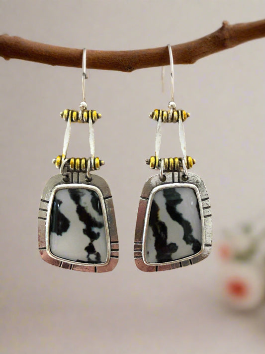 Tiger Print Drop Earrings with Gold Accents - Cheeky Goddess