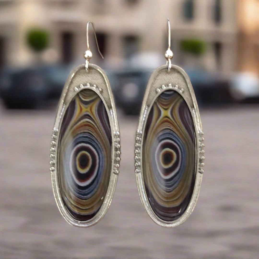 Enamel Swirl Oval Earrings - Cheeky Goddess