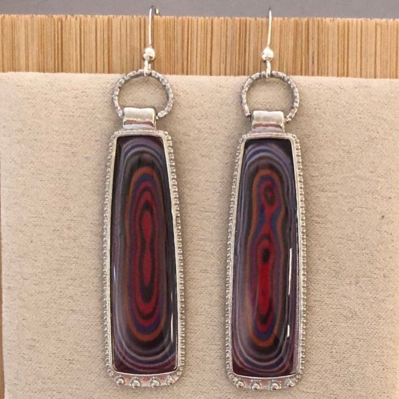 Multi Swirl Colored Enamel Earrings with Red, Blue, Mauve, Pink, Green - Cheeky Goddeess