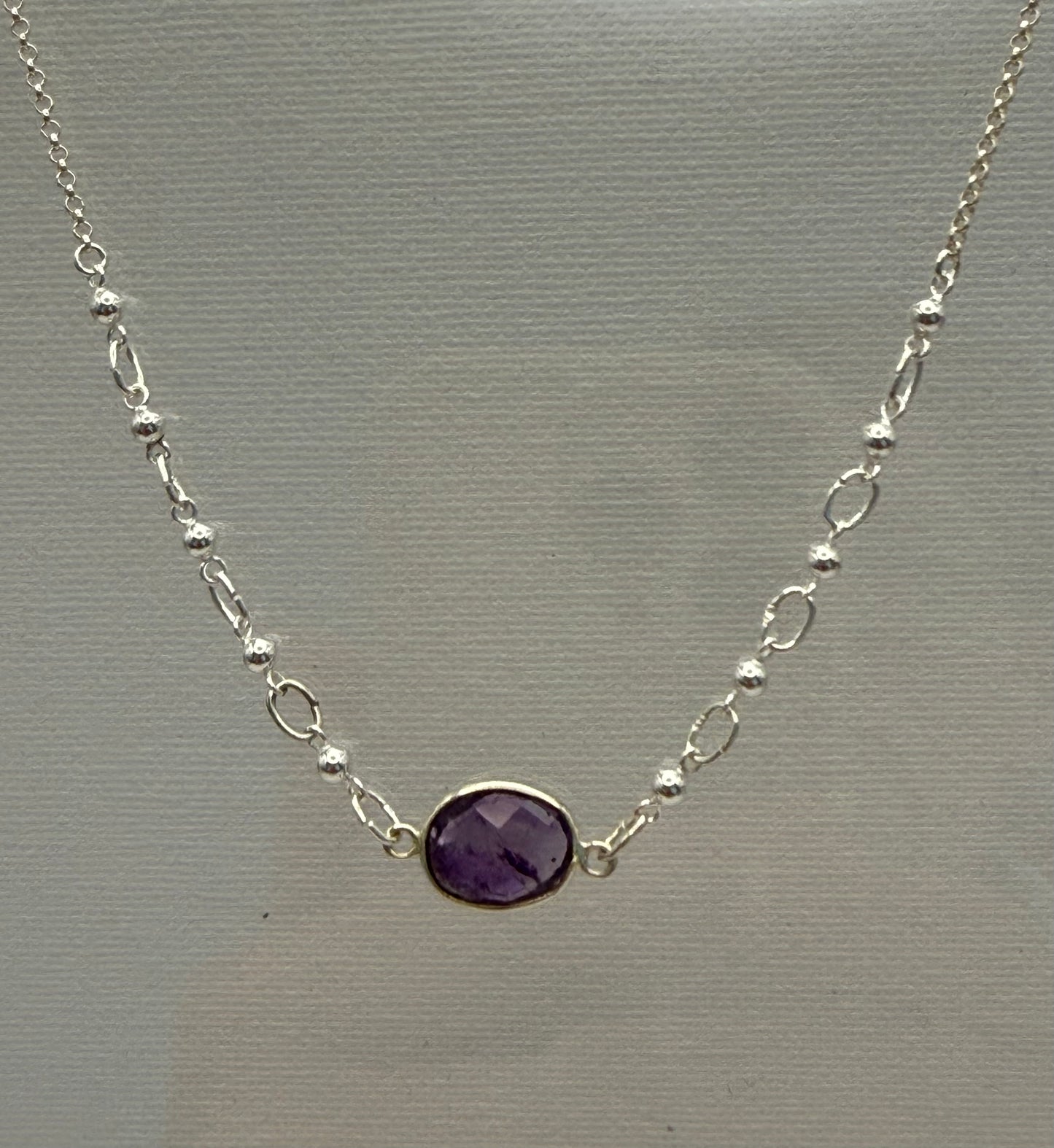Amethyst Necklace with 5 Balls 17”