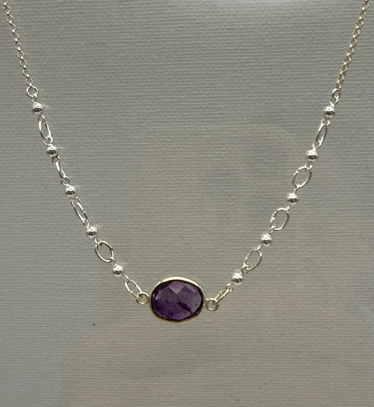 Amethyst Necklace with 5 Balls 17”