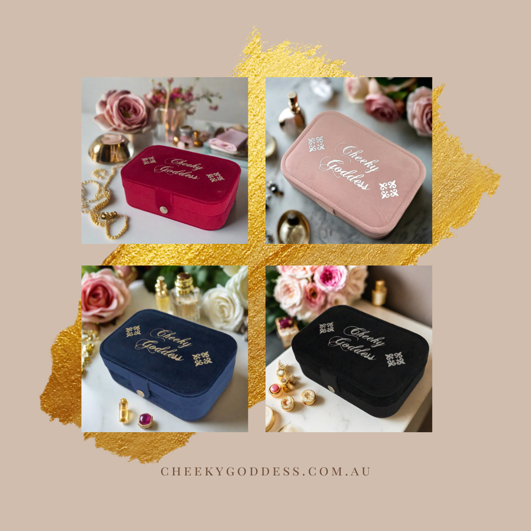3 Custom Name Velvet Jewellery Boxes @ 10% OFF