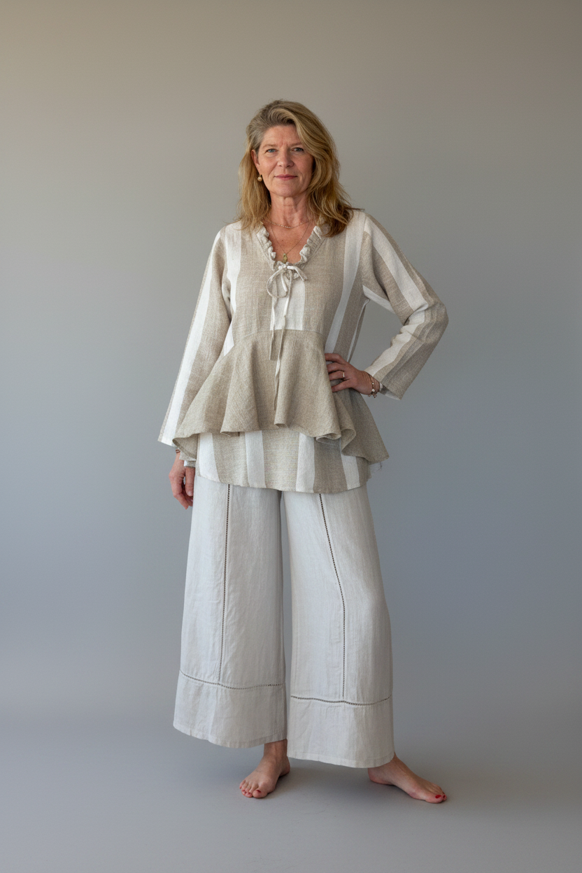 Napoleon Linen Blend Top in Cream