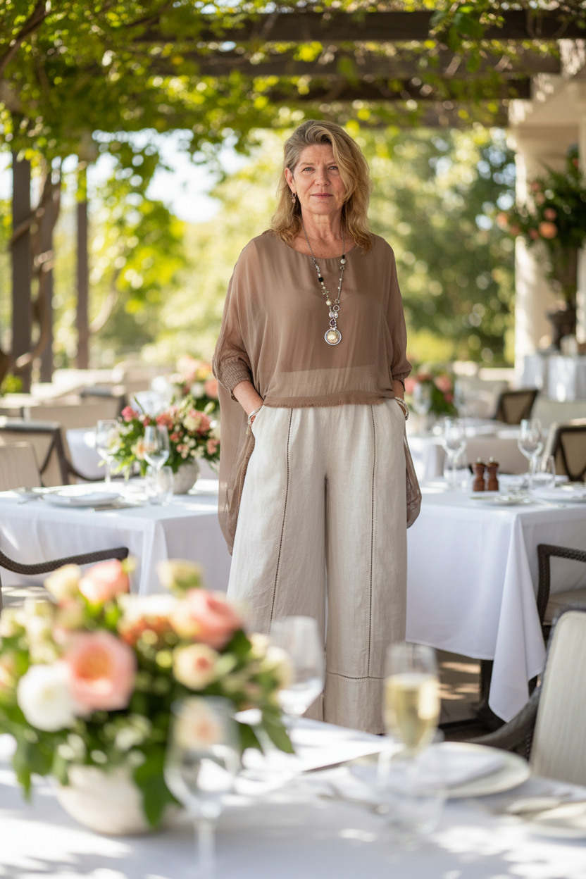 Saphina Linen Pants in Latte