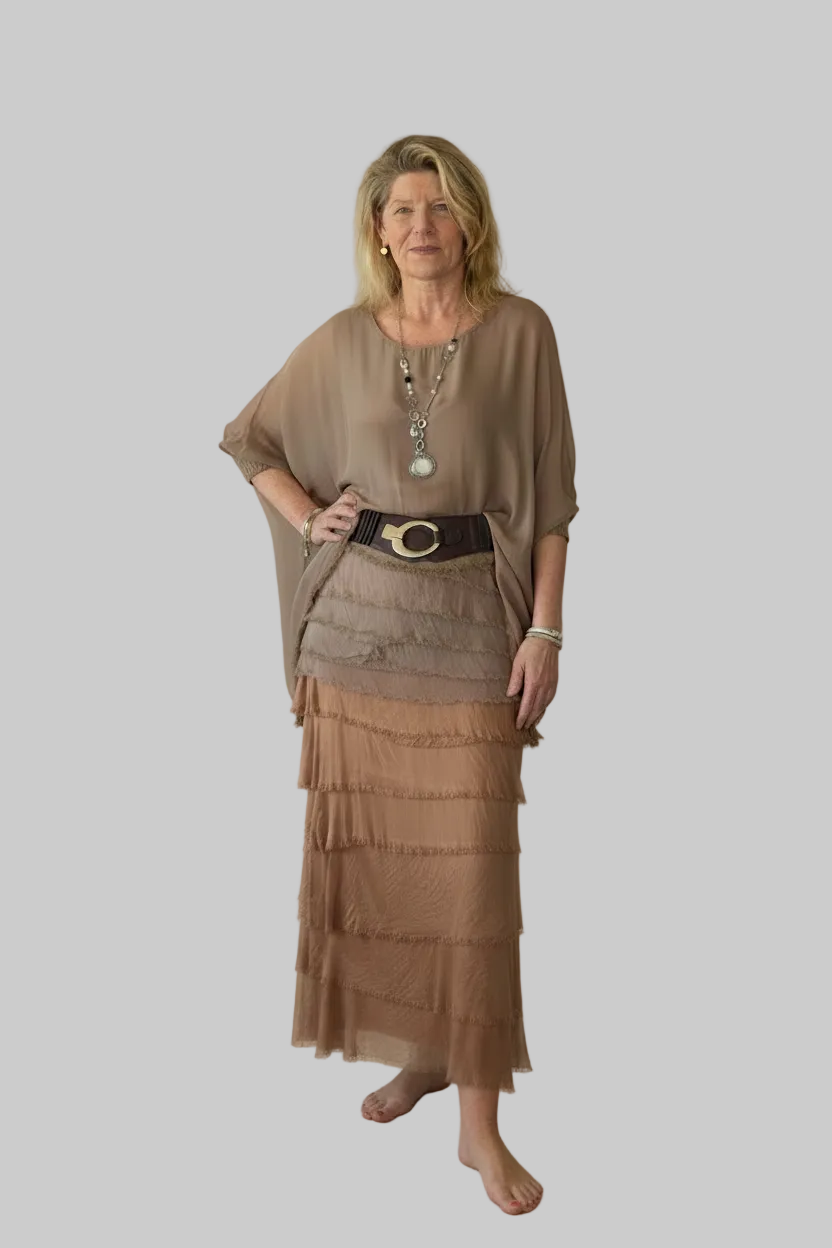 Fifi Silk Skirt in Desert