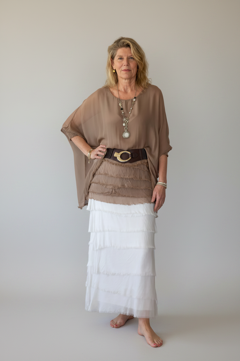 Fifi Silk Skirt in Latte