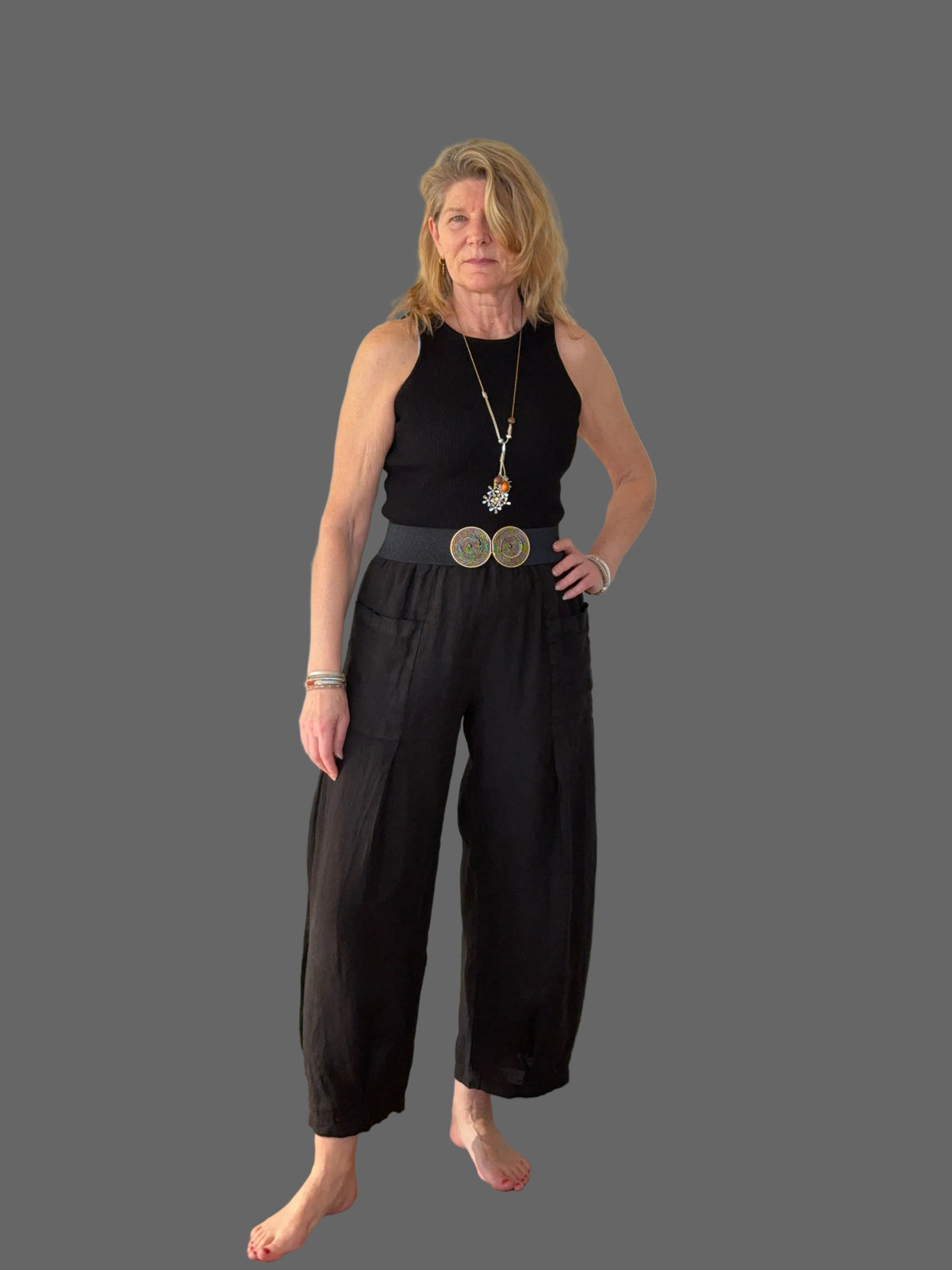 Olenna Linen Pants in Onyx