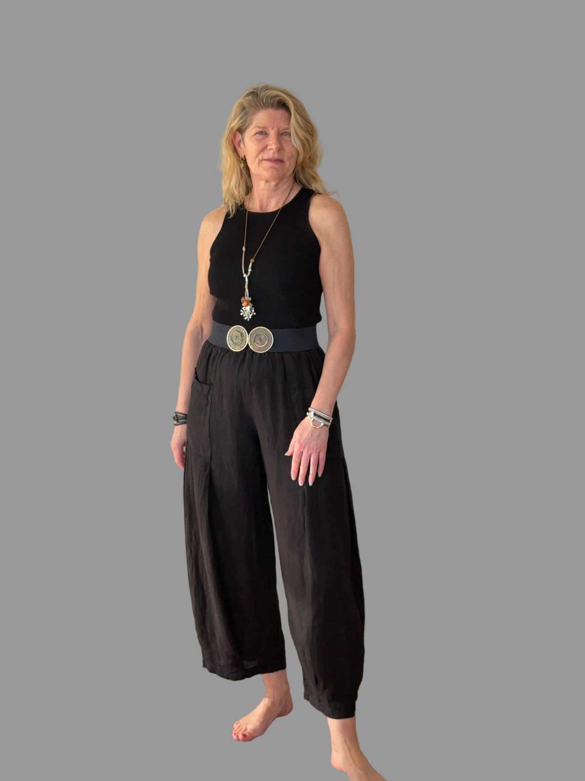 Olenna Linen Pants in Onyx