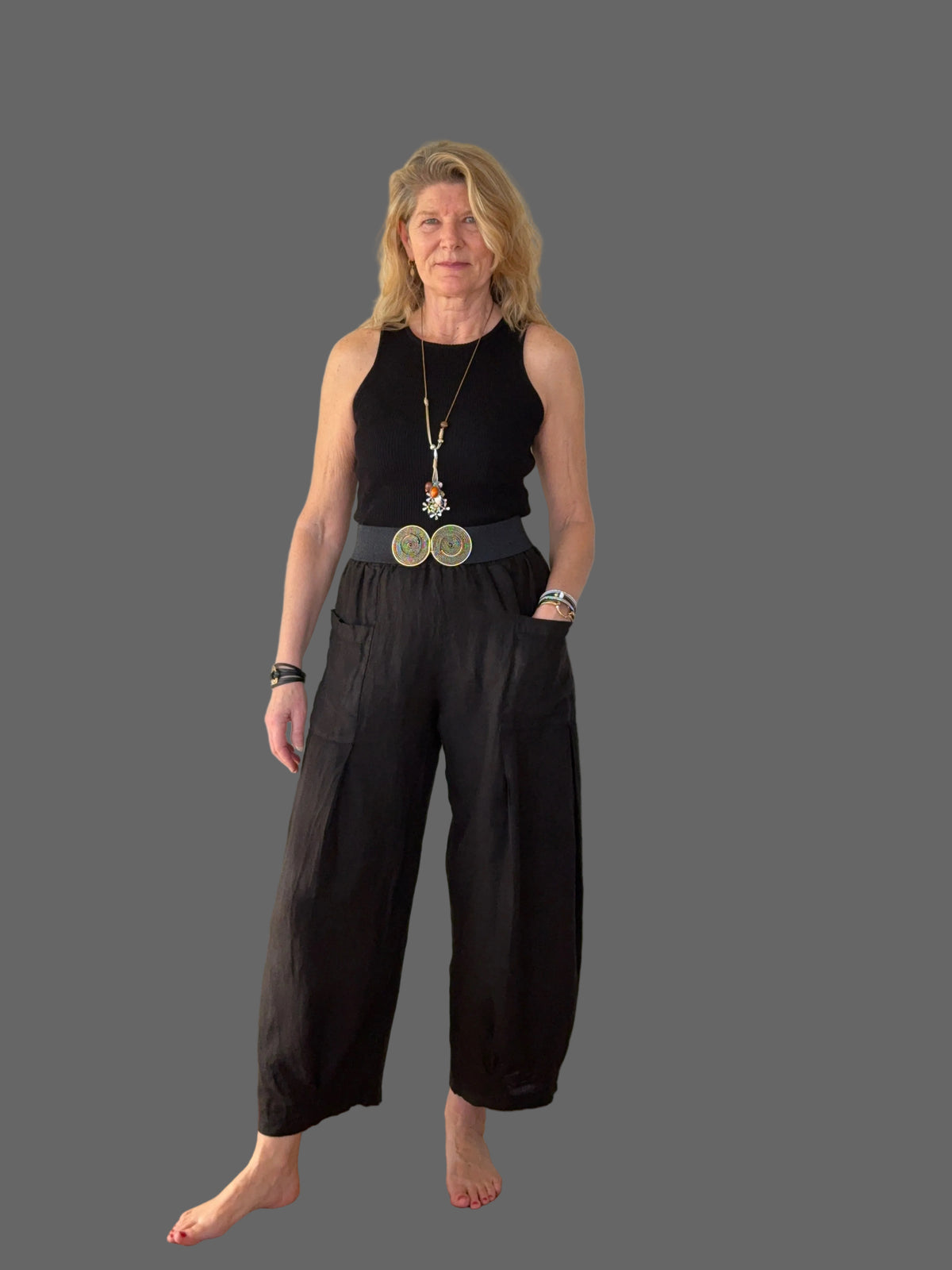 Olenna Linen Pants in Onyx