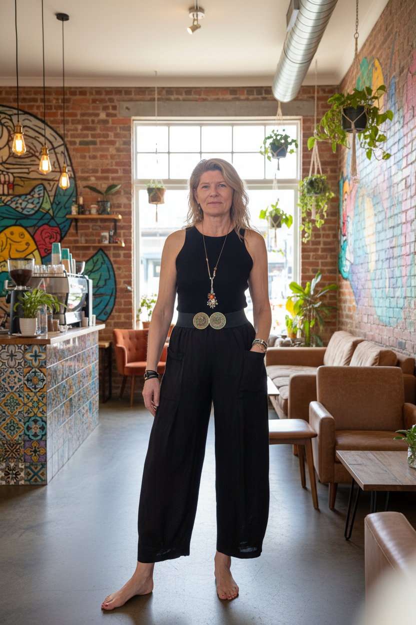 Olenna Linen Pants in Onyx