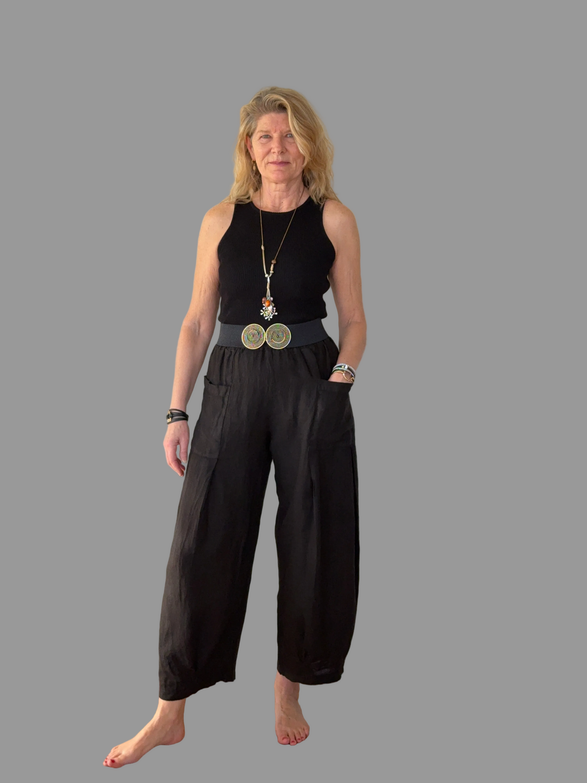Olenna Linen Pants in Onyx