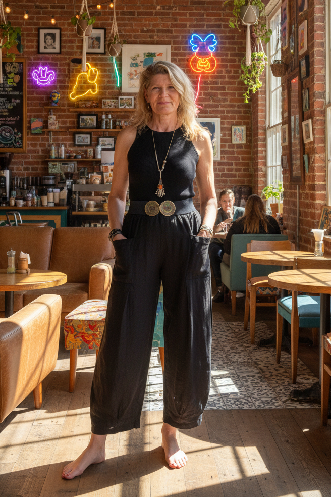 Olenna Linen Pants in Onyx