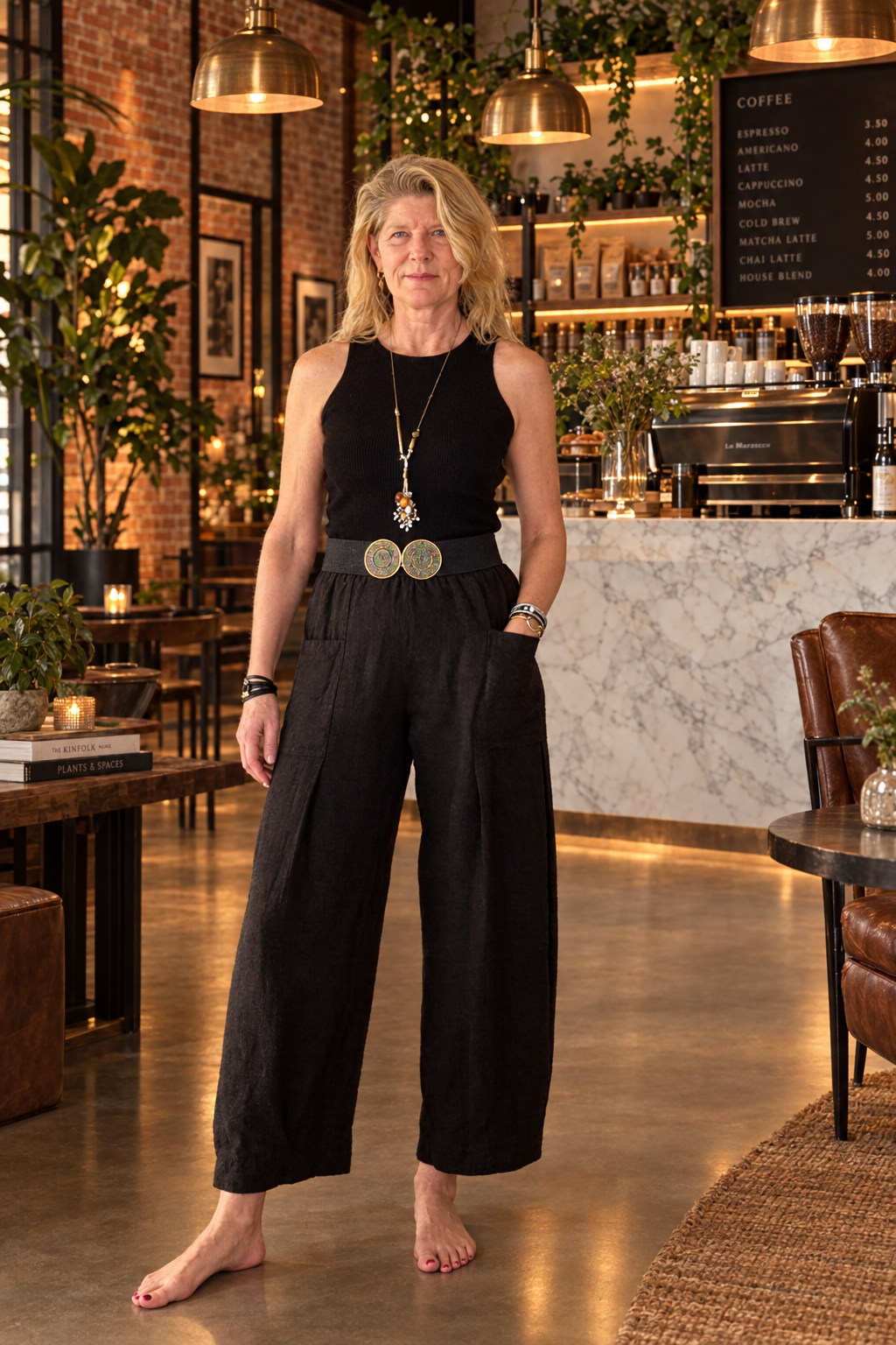 Olenna Linen Pants in Onyx