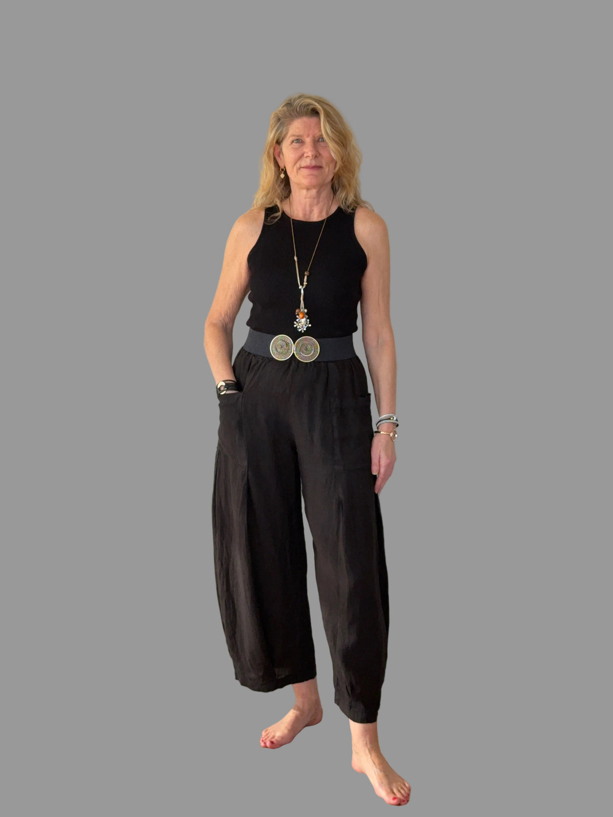 Olenna Linen Pants in Onyx