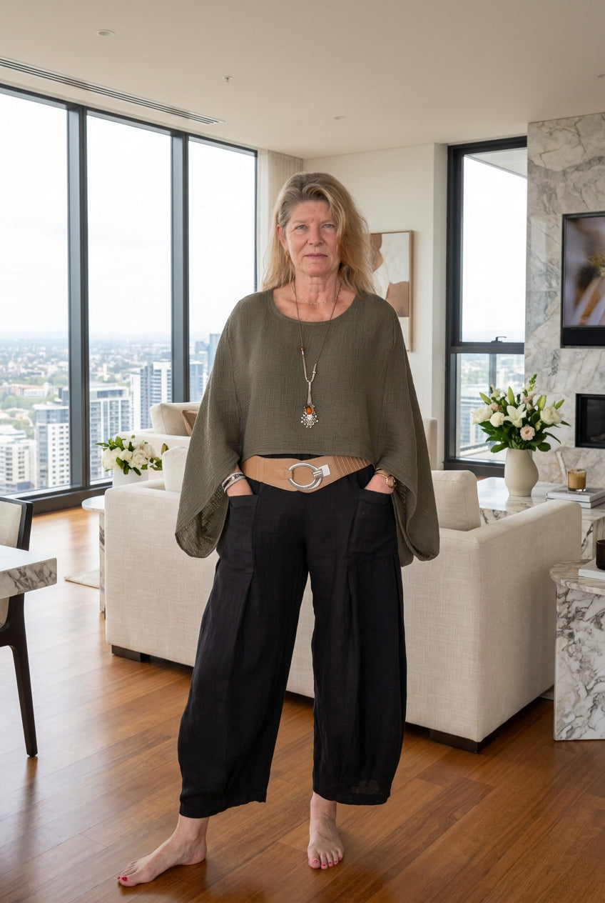 Olenna Linen Pants in Onyx