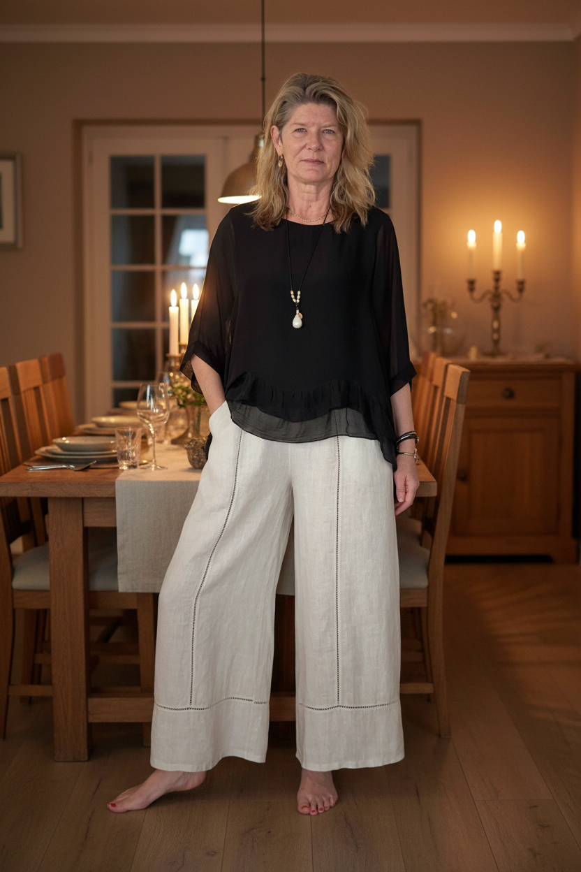 Saphina Linen Pants in Latte