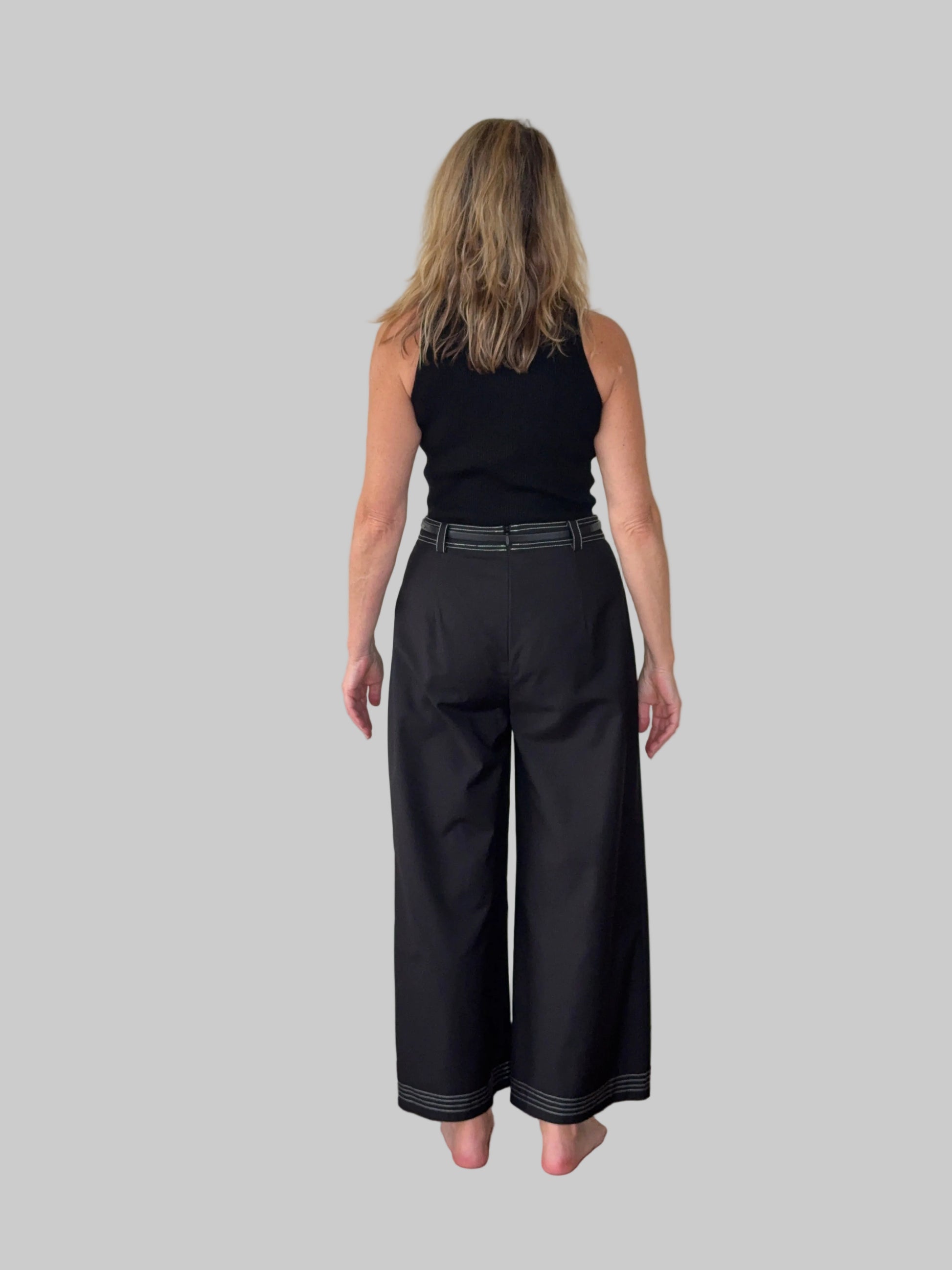 Women's black ribbed high neck tank top - elegant everyday wear that doesn't show visible sweat marks - Cheeky Goddess Australia