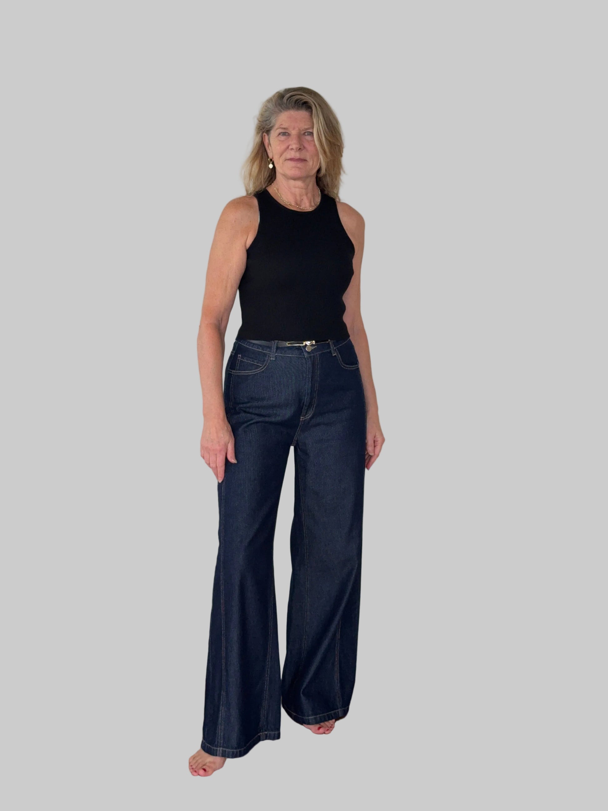Women's black ribbed high neck tank top - elegant everyday wear that doesn't show visible sweat marks - Cheeky Goddess Australia