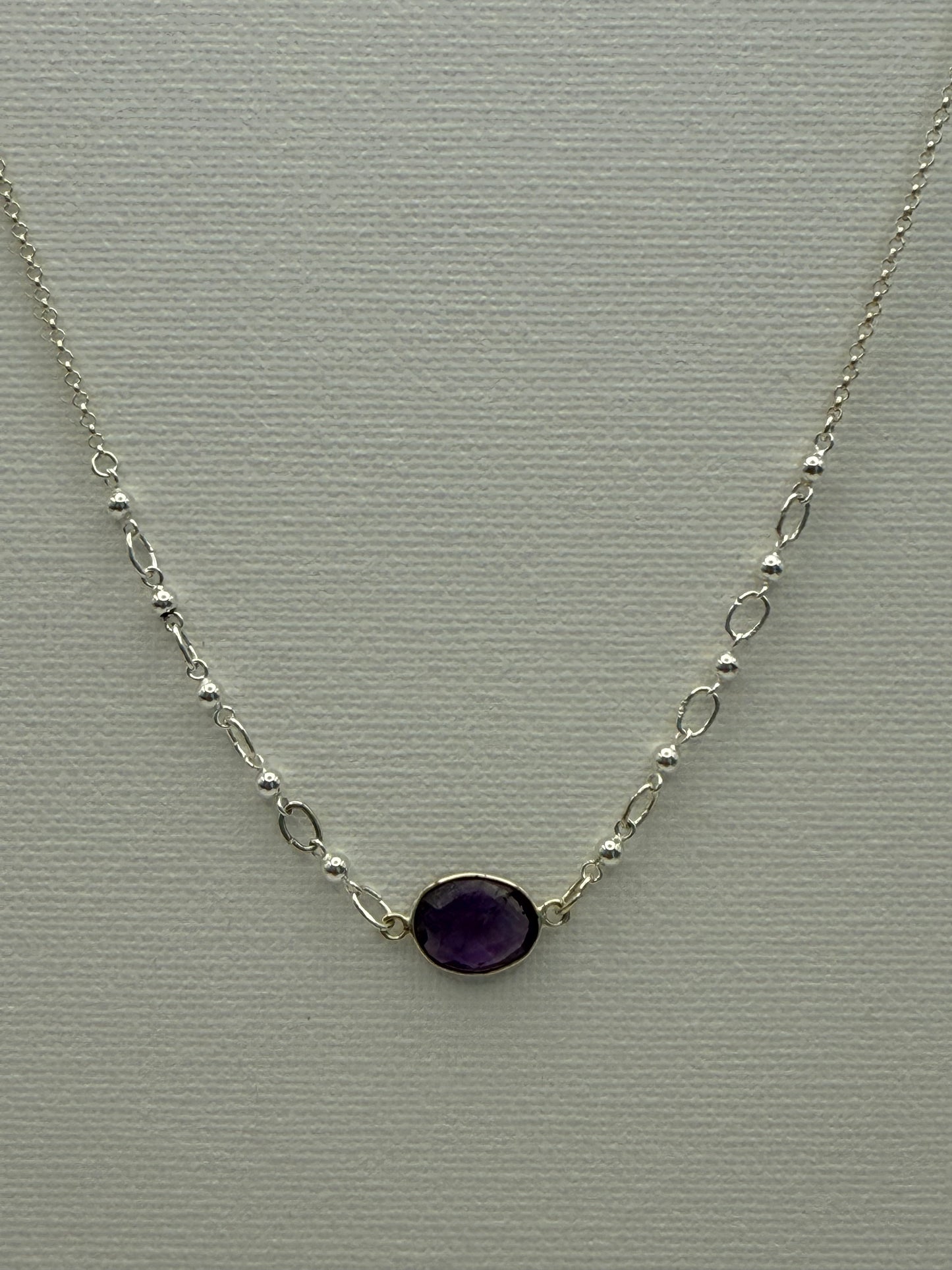 Amethyst Necklace with 5 Balls 17”