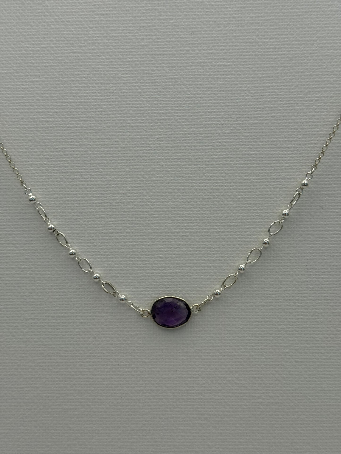Amethyst Necklace with 5 Balls 17”