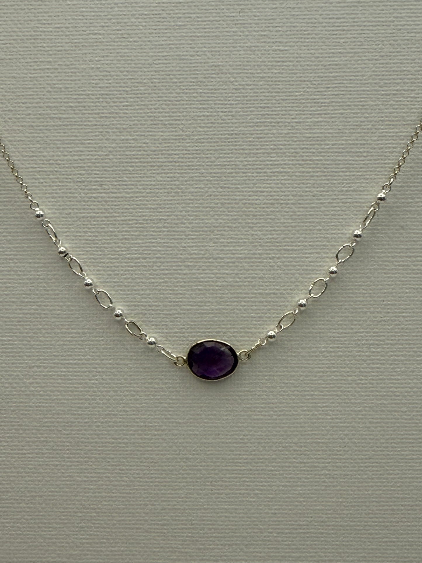 Amethyst Necklace with 5 Balls 17”