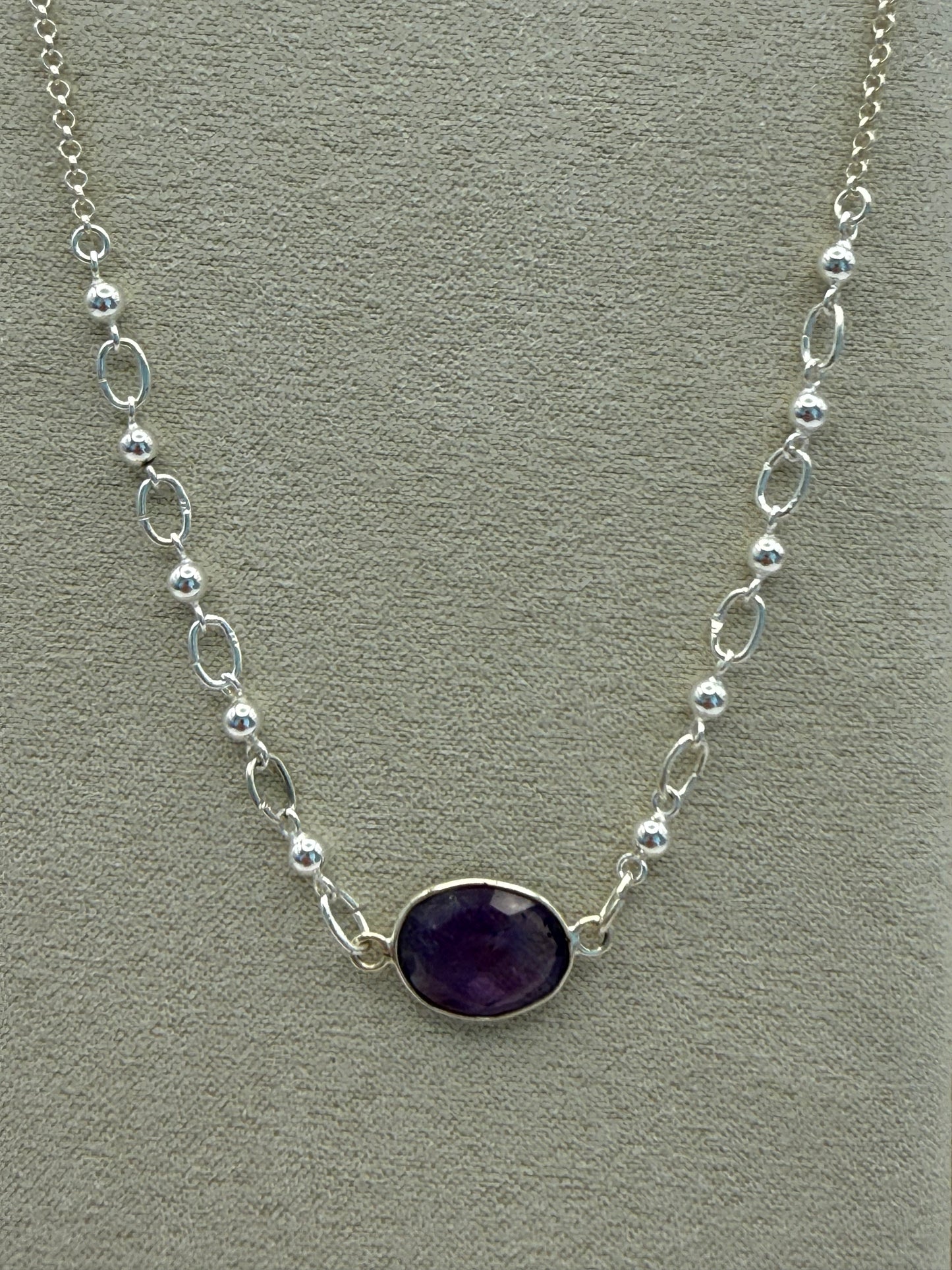 Amethyst Necklace with 5 Balls 17”