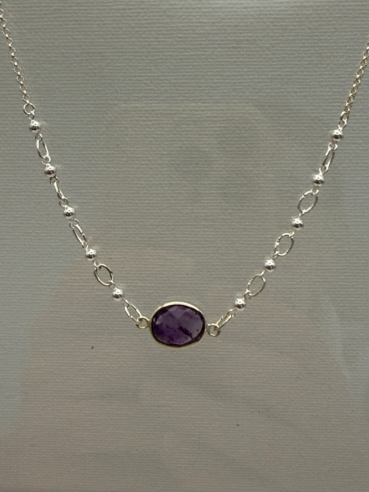 Amethyst Necklace with 5 Balls 17”