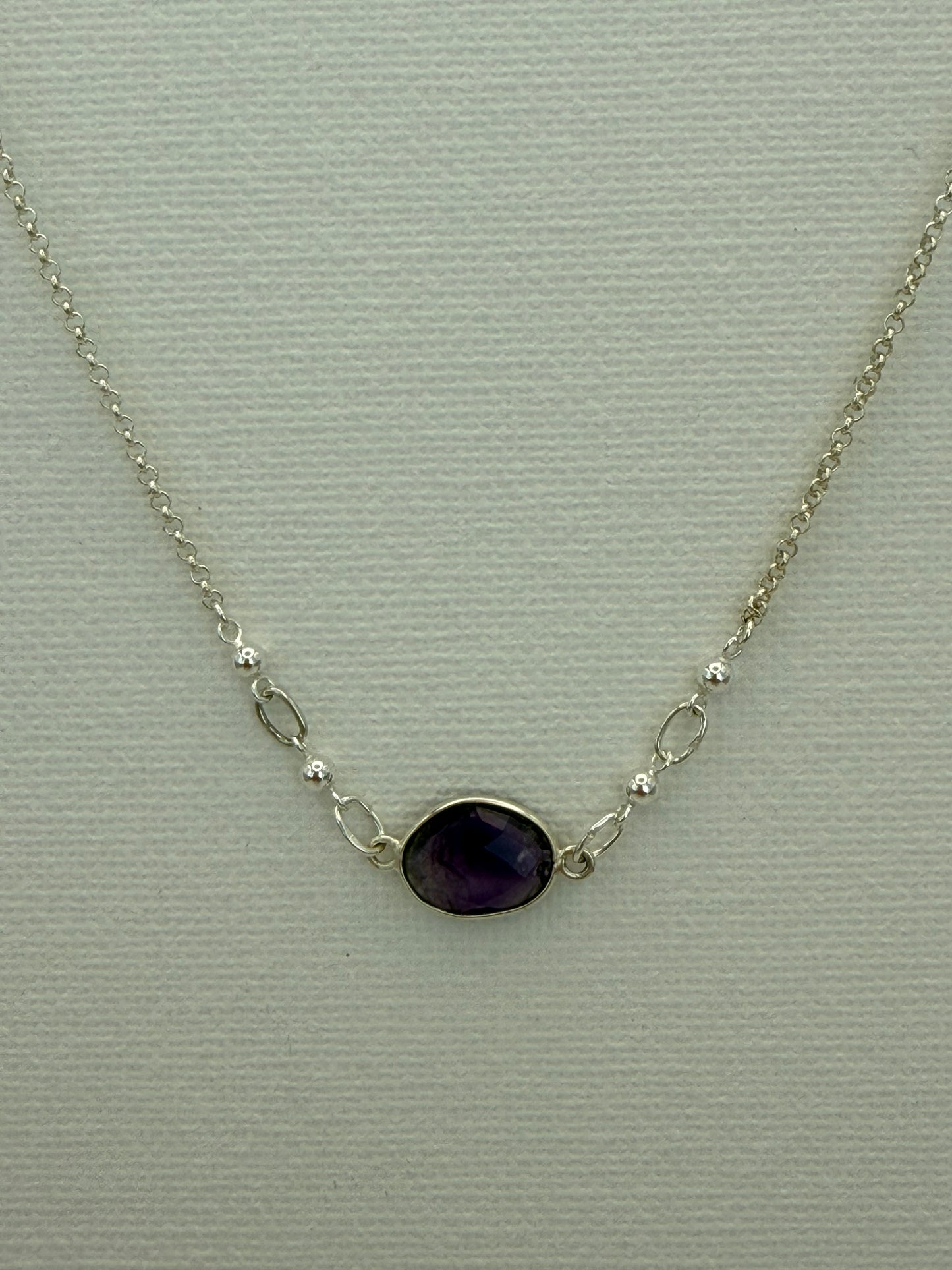 Amethyst Necklace with 2 Balls - Sterling Silver