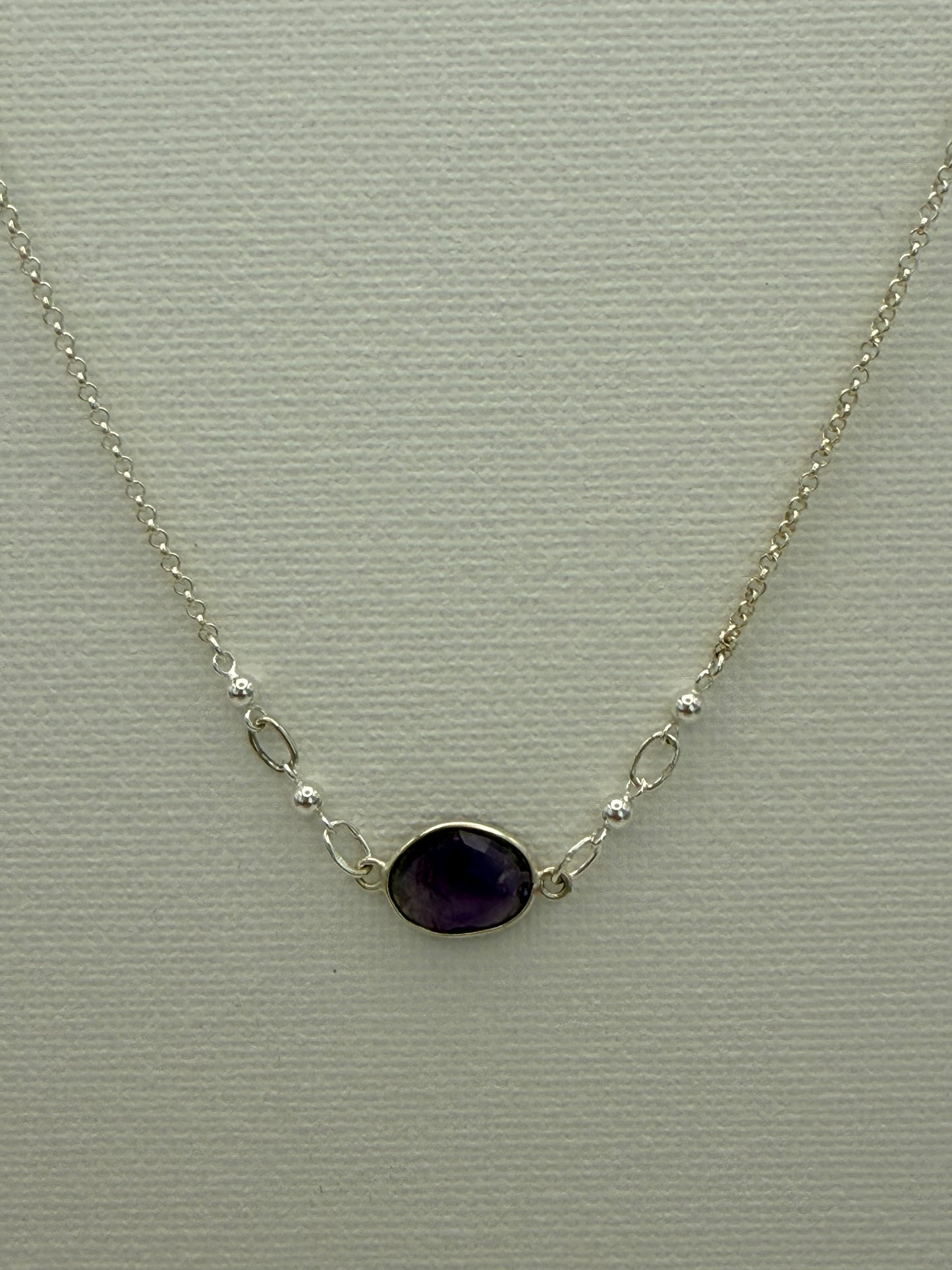 Amethyst Necklace with 2 Balls - Sterling Silver