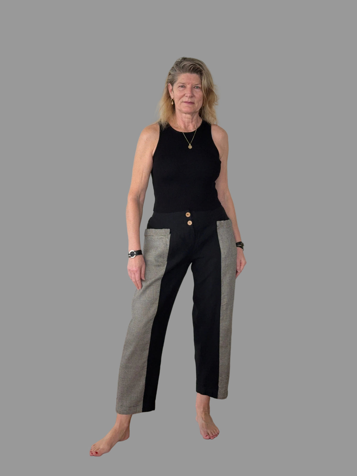 Carey Linen Blend Pant in Onyx
