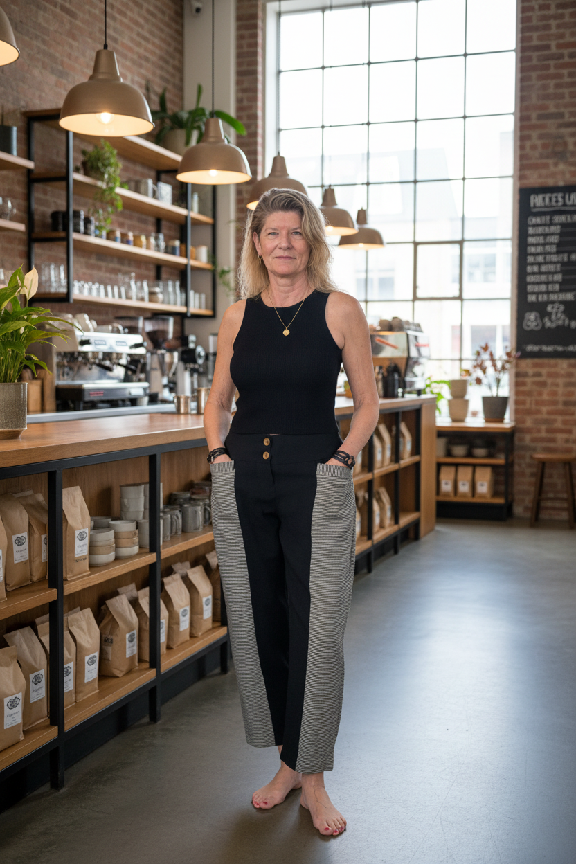 Carey Linen Blend Pant in Onyx
