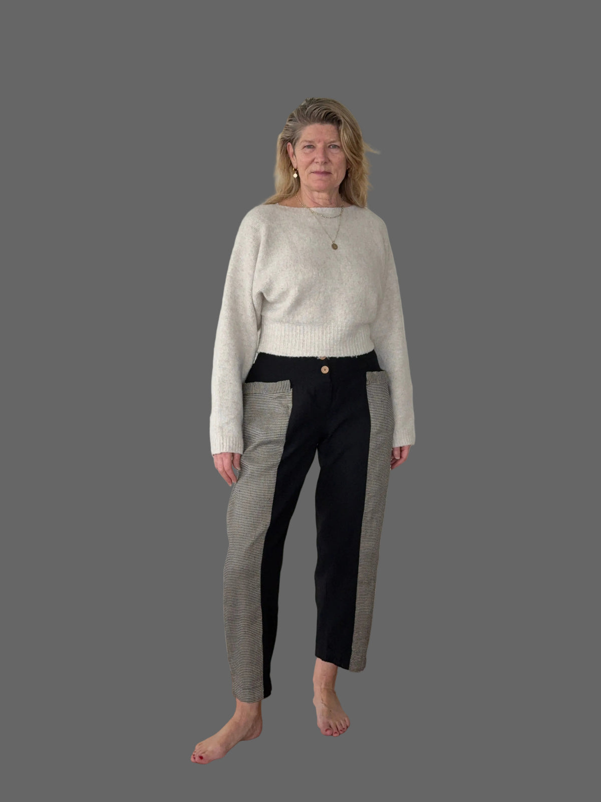 Carey Linen Blend Pant in Onyx