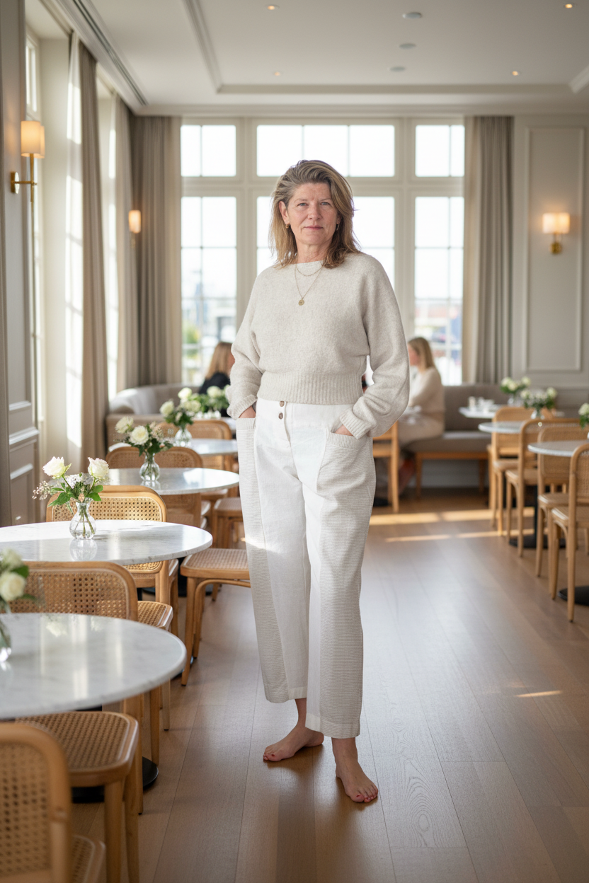 Carey Linen Blend Pant in Cream