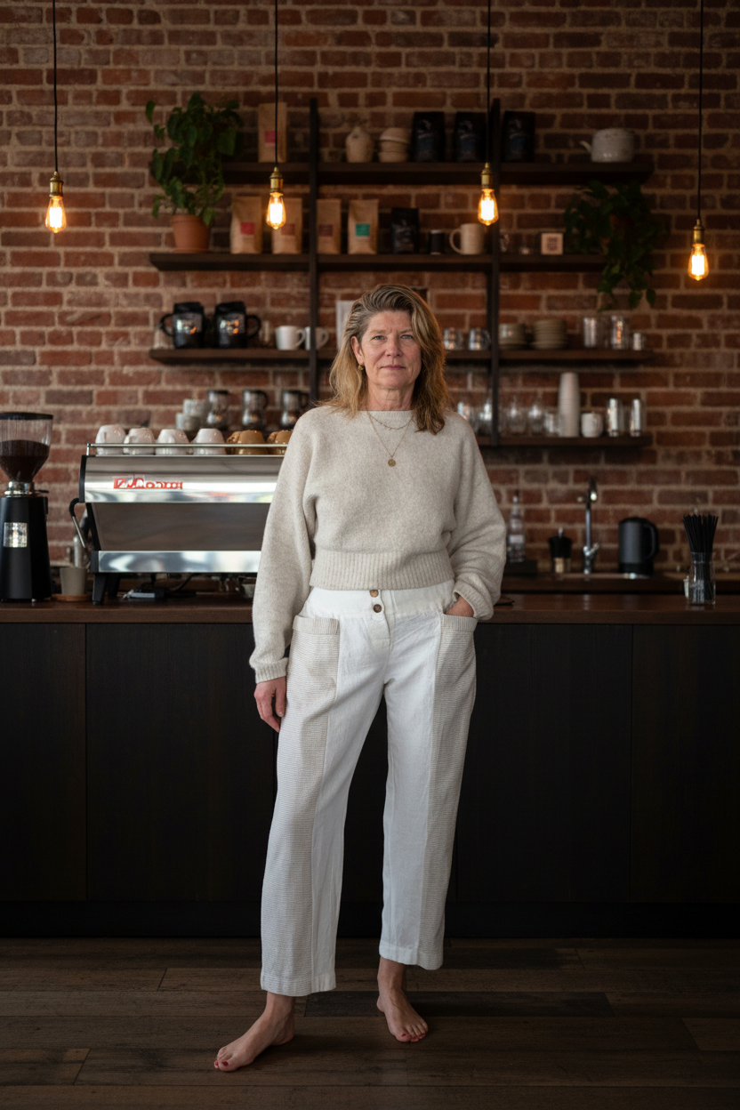 Carey Linen Blend Pant in Cream