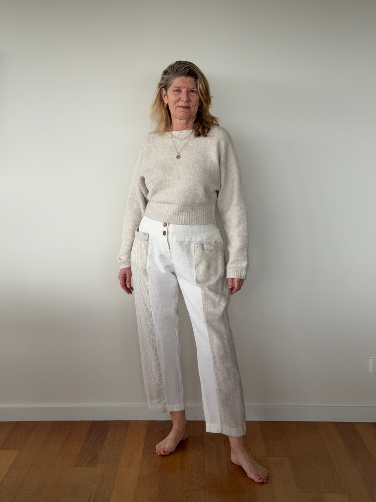 Carey Linen Blend Pant in Cream