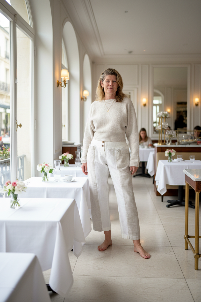 Carey Linen Blend Pant in Cream