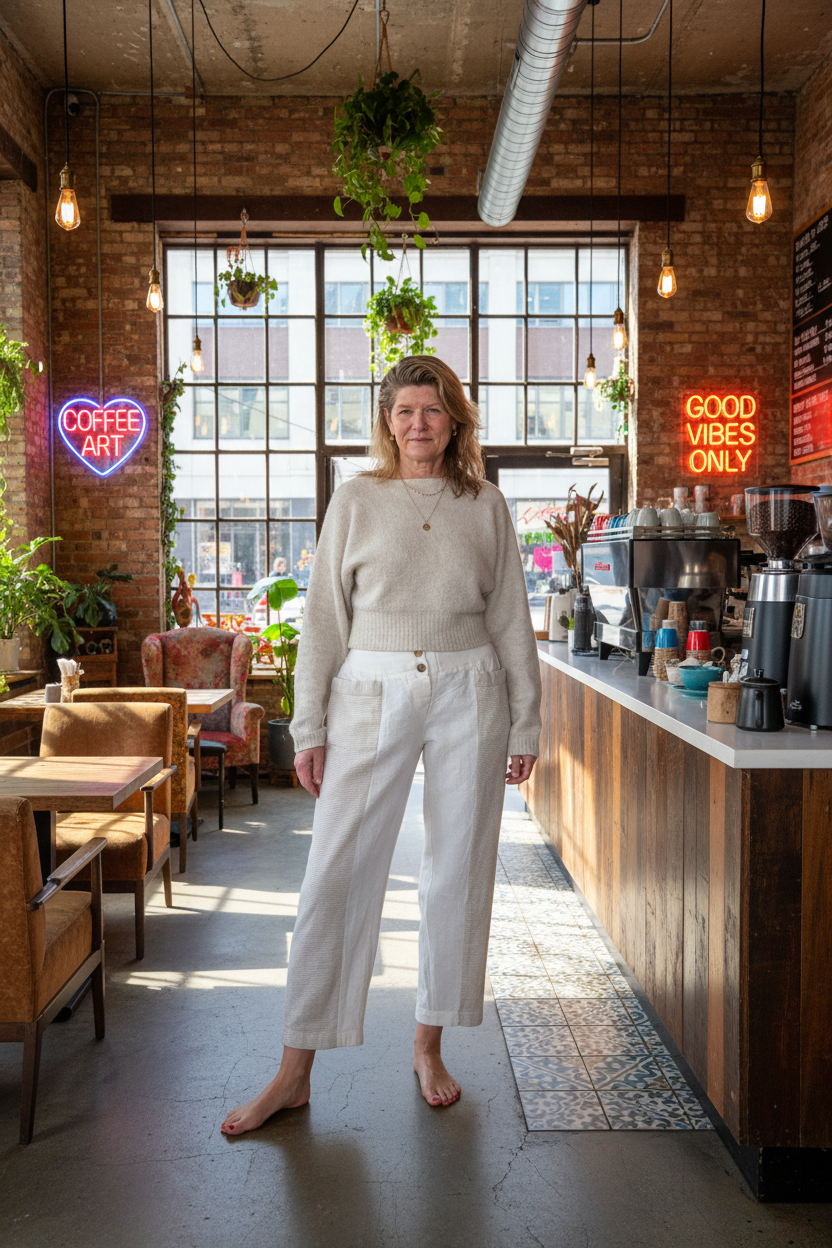 Carey Linen Blend Pant in Cream