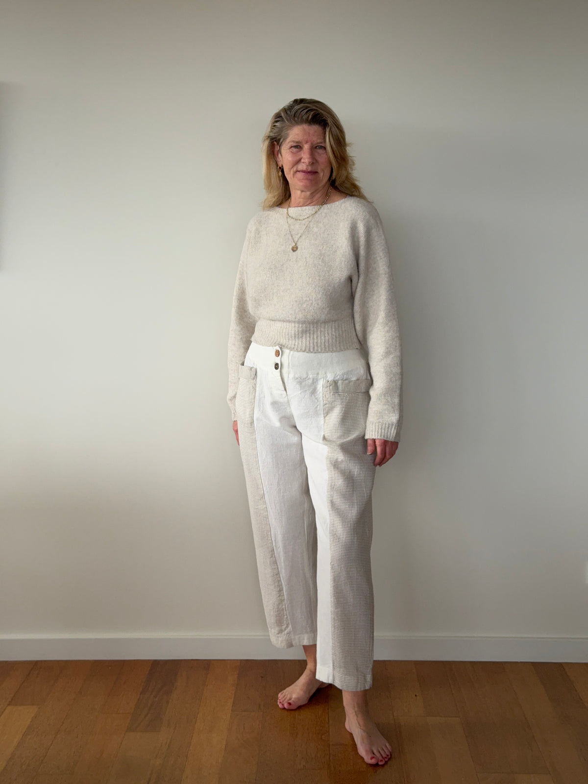 Carey Linen Blend Pant in Cream