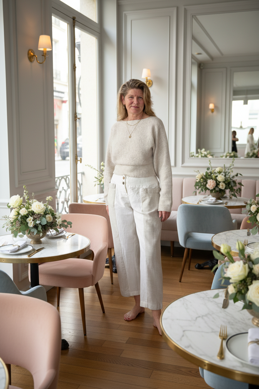 Carey Linen Blend Pant in Cream